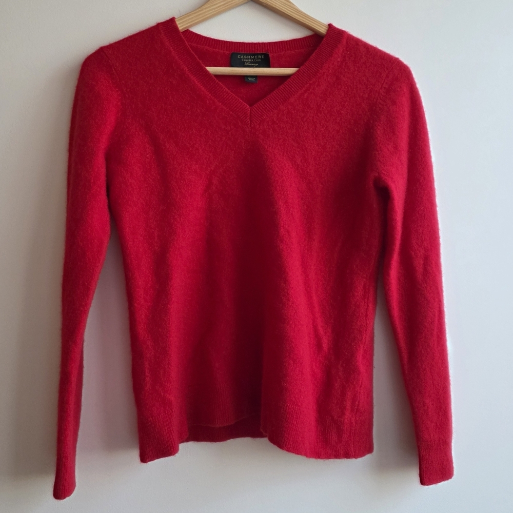 Womens Medium Cashmere V-Neck Sweater Preppy‎ Old Money Holiday Christmas Cozy